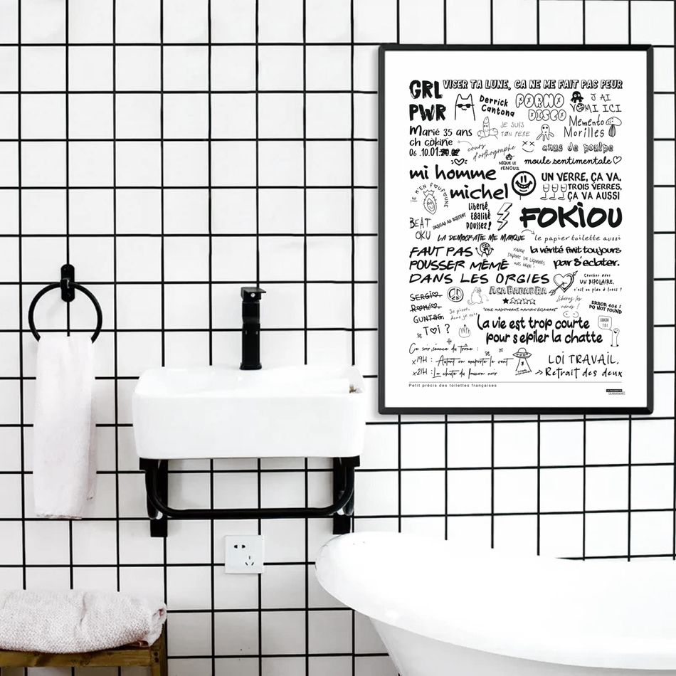Affiche drôle pour les toilettes, décoration humour WC - La Majorette à  Moustache